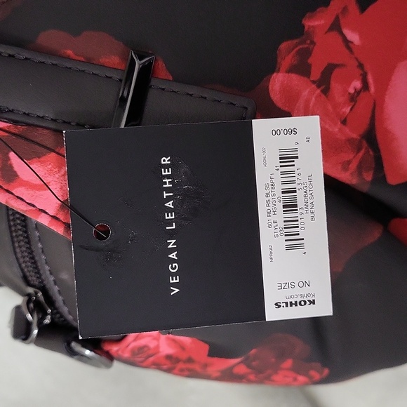 Simply Vera Wang Black and Red Floral Women's Bag - Picture 4 of 8